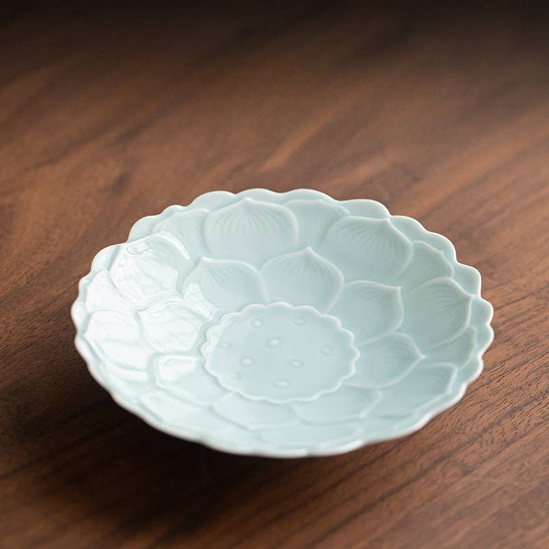 Traditional Japanese Glazed Fruit Nuts Small Plate - Lotus Light Green / each