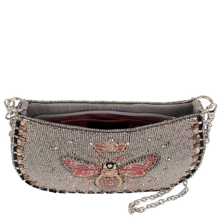 Crystal Buzz Beaded Bee with Crown Crossbody handbag