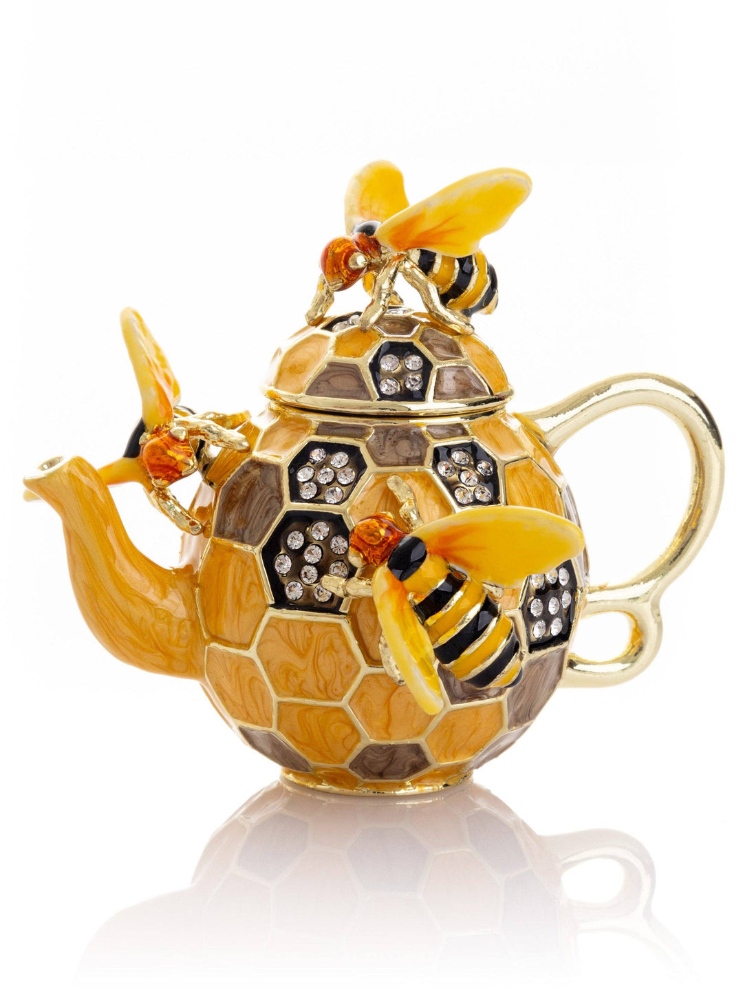 Bee & Honeycomb Teapot Trinket Box