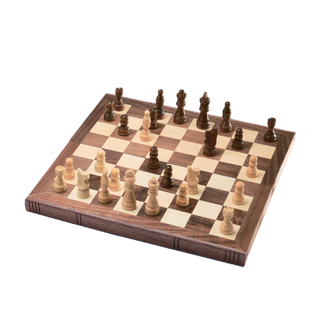 Wooden Backgammon, Chess & Checkers Set