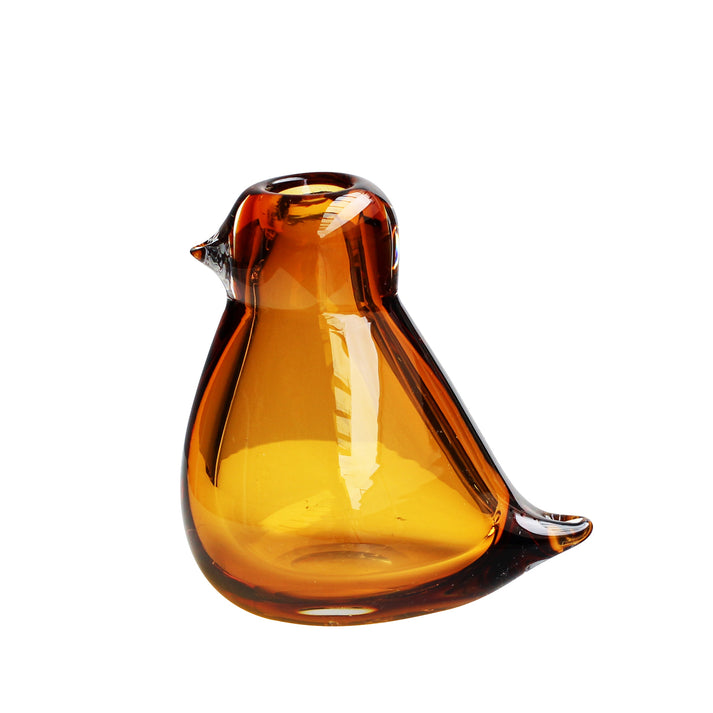 Glass Bird Amber Yellow Vase