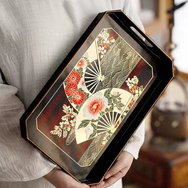 Yamanaka Shikki Handcrafted Senbu Tray- rectangle