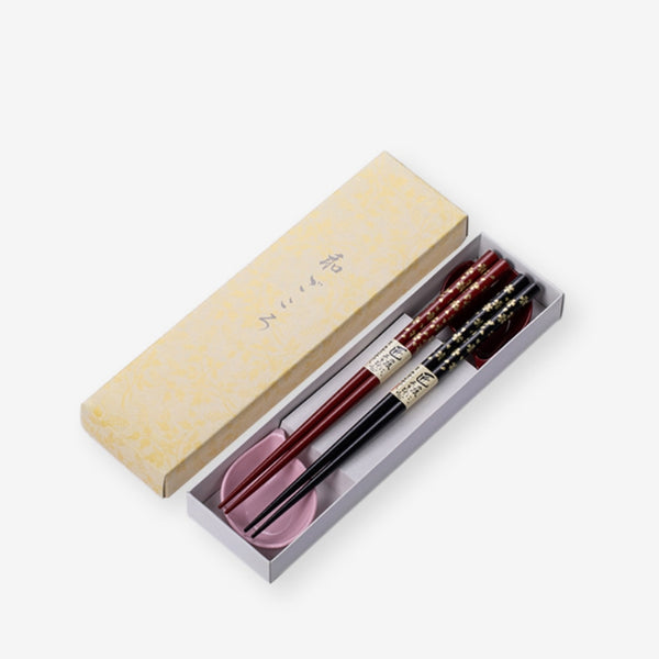 Yamanaka Shikki Sakura Couple chopsticks + chopstick rests