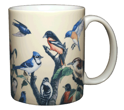 Garden Birds Ceramic Mug - Yellow