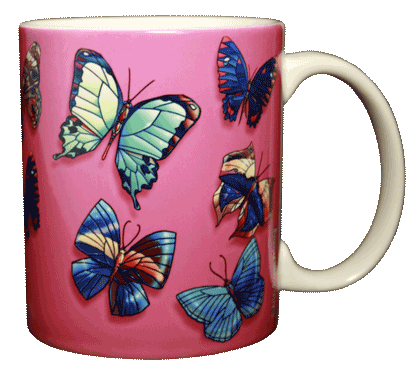 Tasse en céramique papillon arc-en-ciel