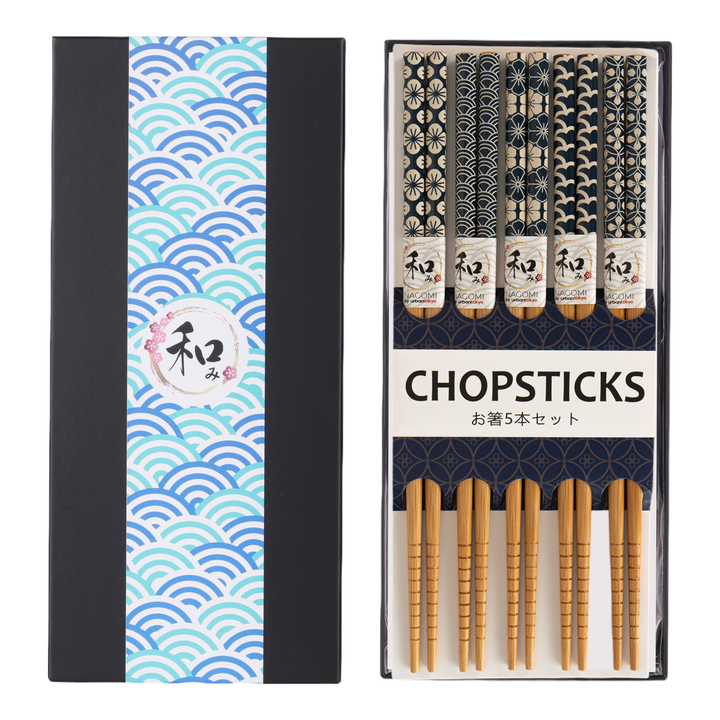 5 Piece Chopsticks Set - Patterns With Gift Box