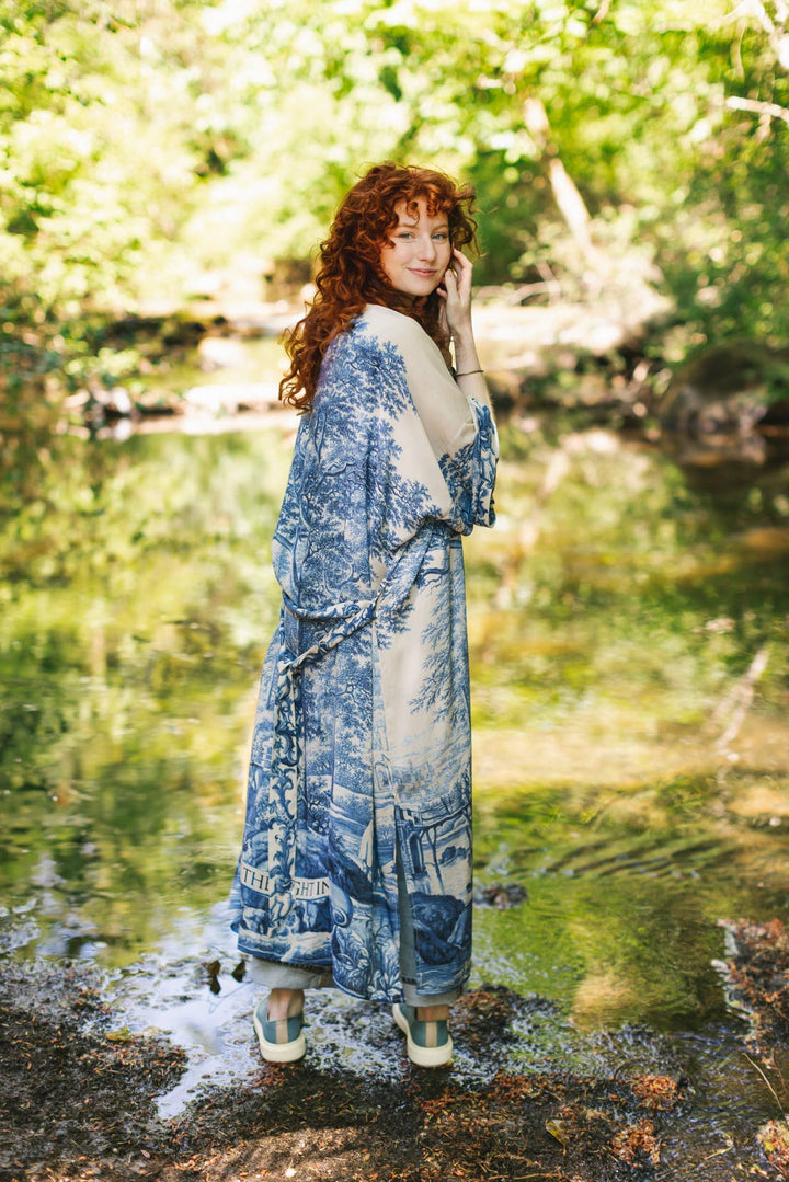 Let The Light In Opera Duster Kimono Robe w/ Delft Print