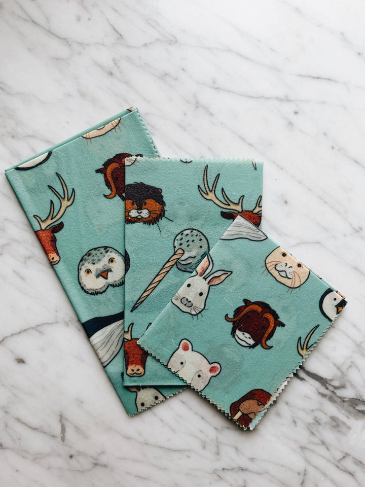Vegan Food Wraps starter pack of 3,  Arctic Animals