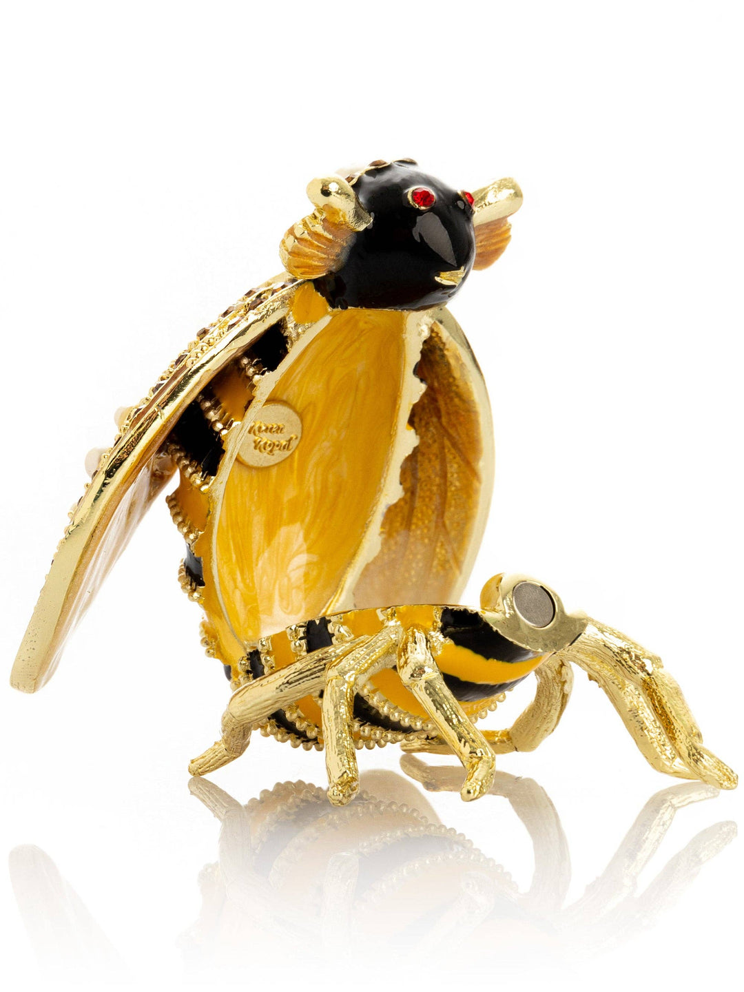 Gold & Black Enamel Honey Bee Queen Trinket Box