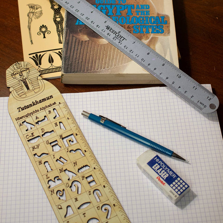 Wooden Hieroglyphic Stencil/Ruler King Tut 12 "