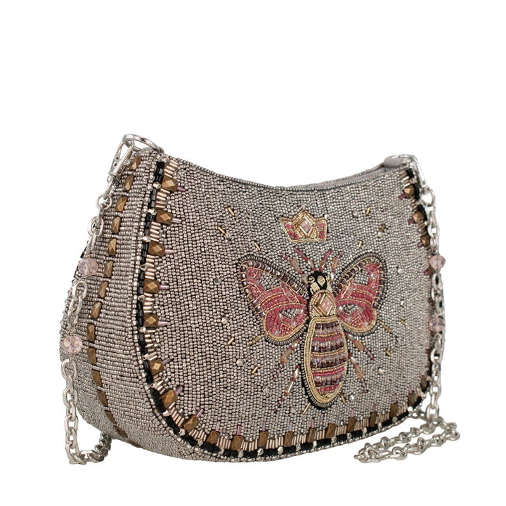 Crystal Buzz Beaded Bee with Crown Crossbody handbag