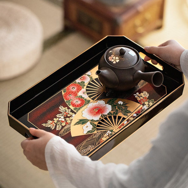 Yamanaka Shikki Handcrafted Senbu Tray- rectangle