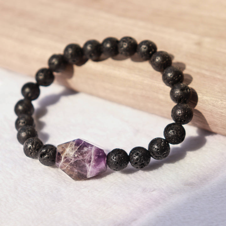 Amethyst and Lava Rock Bracelet