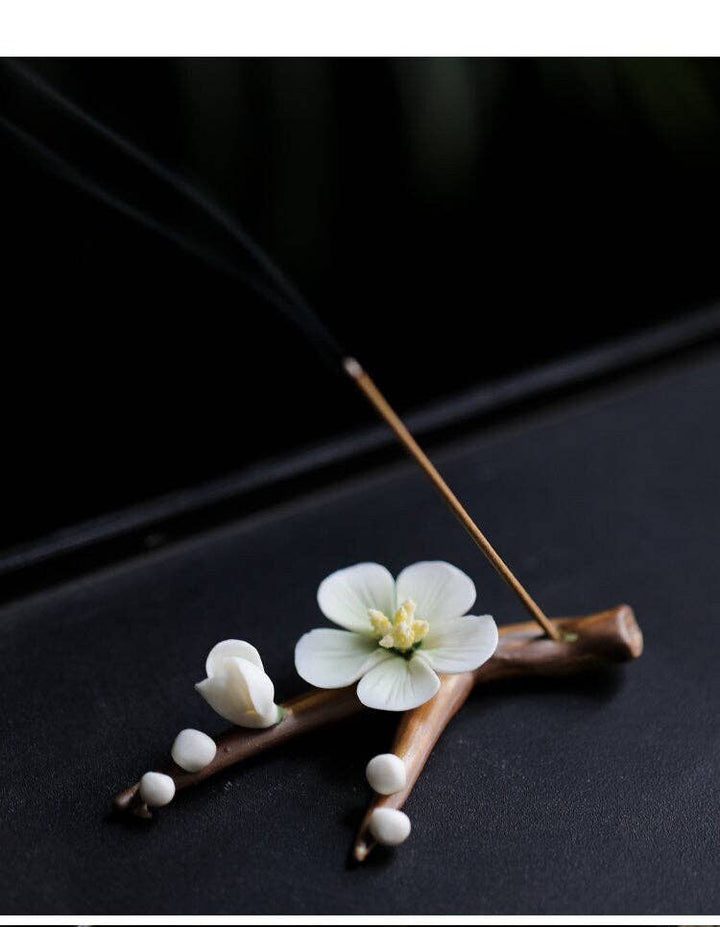 Handmade Ceramic Plum Blossom Incense Holder: Small