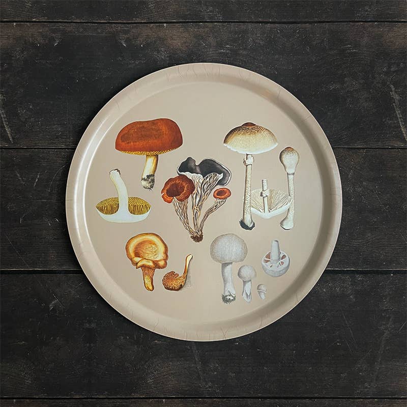 Mushrooms birch veneer tray