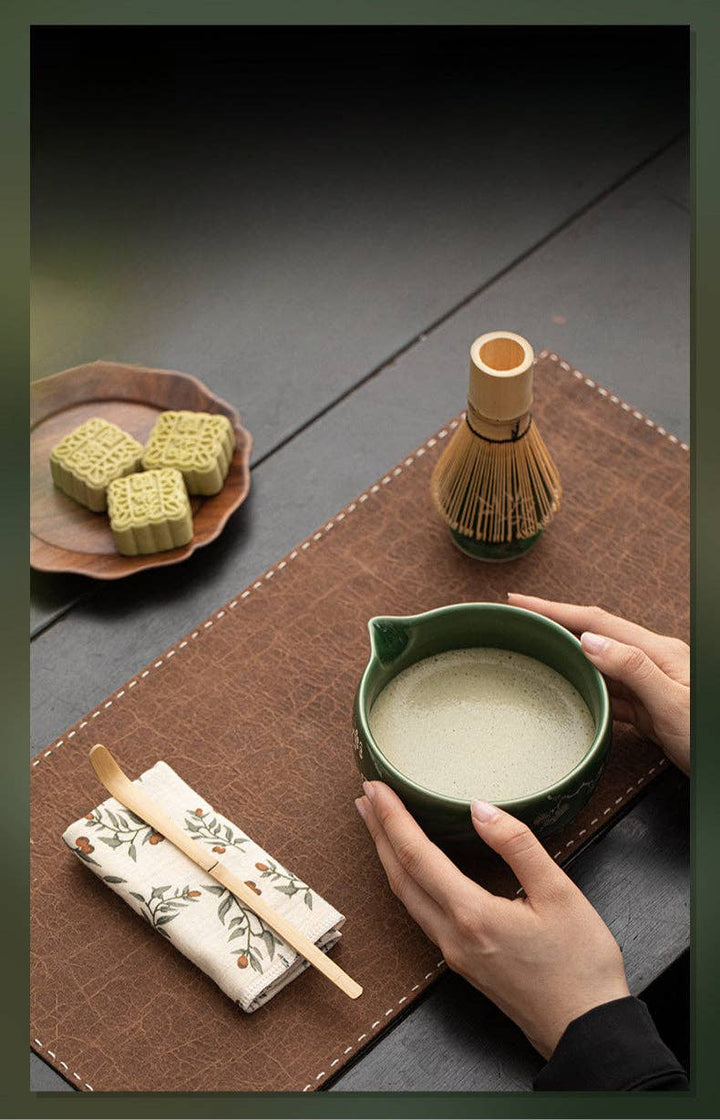 Gohobi Ceramic Matcha Set - Green Flower