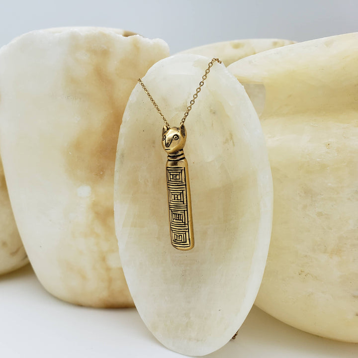 Egyptian Mummy Cat Pendant Necklace - Bastet Goddess