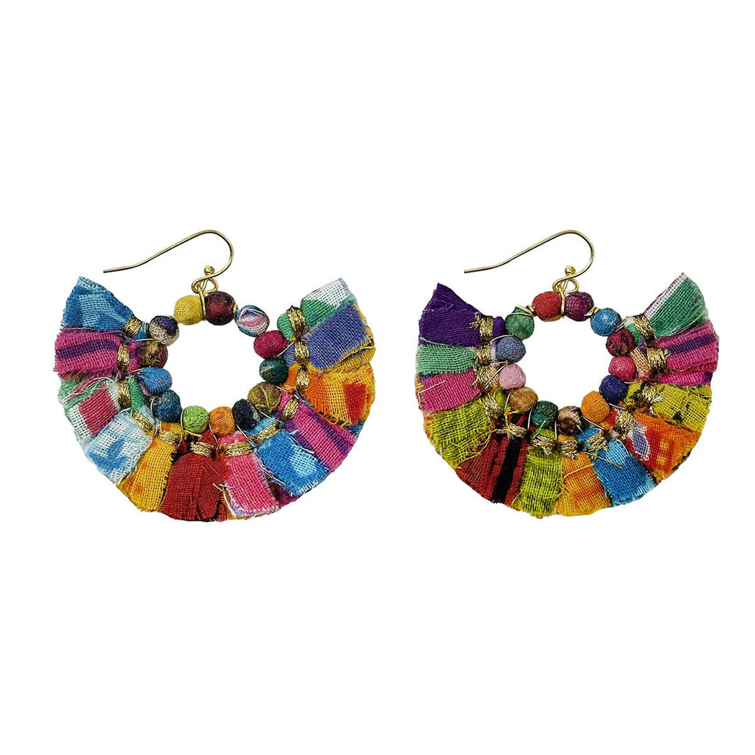 Tasseled Kantha Hoops