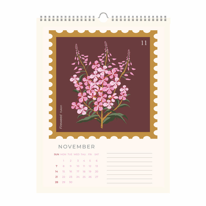 Oh Floral Canada 2027 Botanical Stamp Wall Calendar
