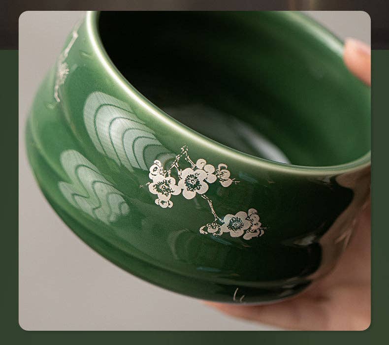 Gohobi Ceramic Matcha Set - Green Flower