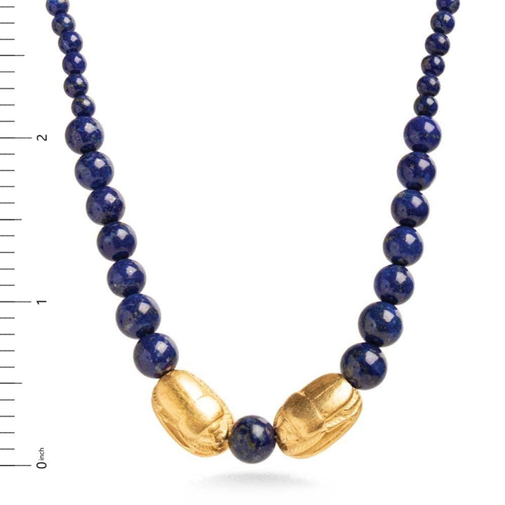 Graduated Lapis Scarab Necklace - Egyptian Inspired