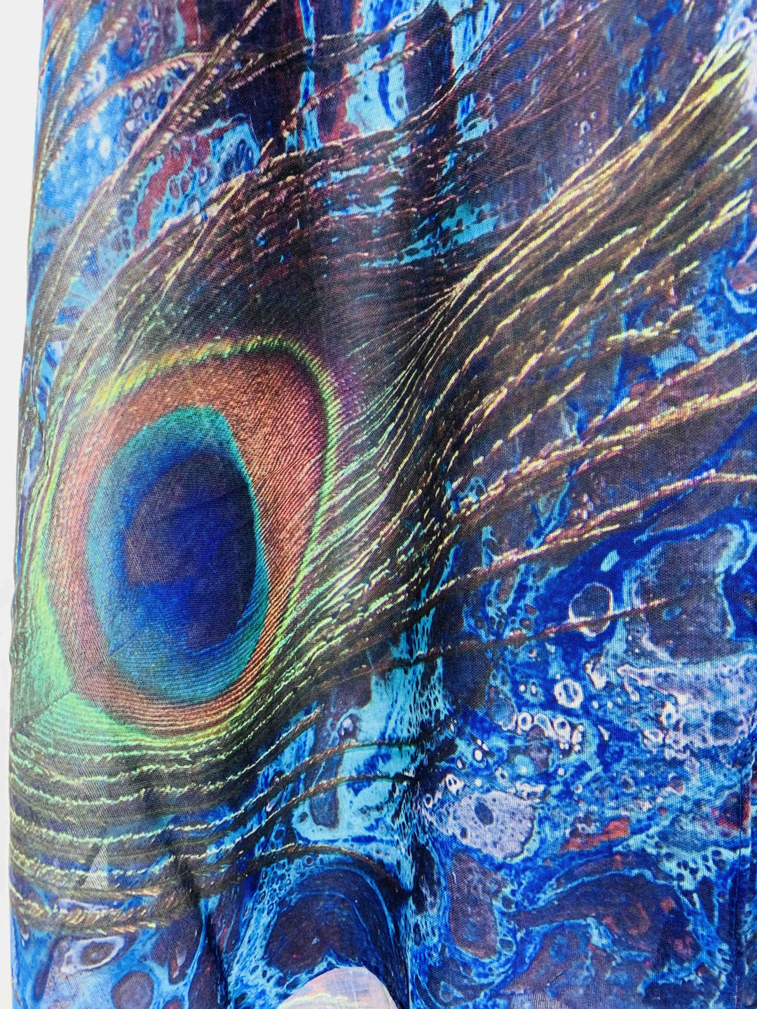 Blue-Multi Peacock Feather Kimono