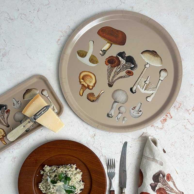 Mushrooms birch veneer tray