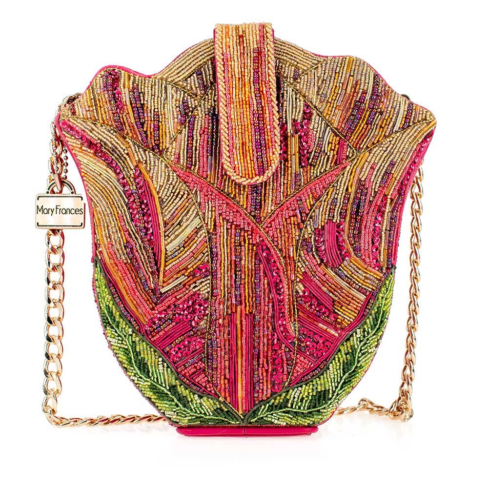 Treasured Tulip Beaded Flower Crossbody Shoulder Handbag