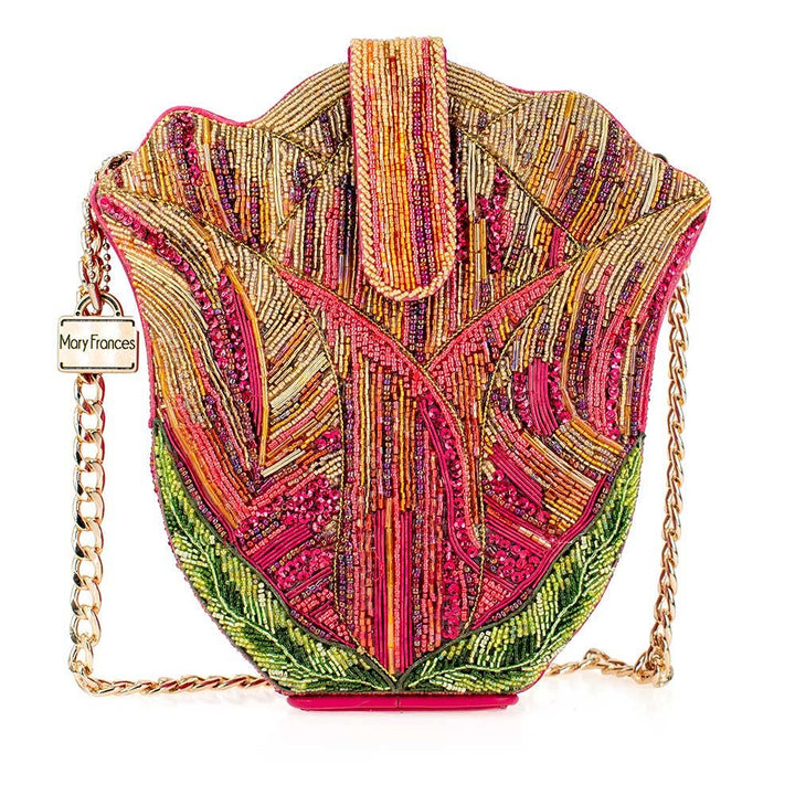 Treasured Tulip Beaded Flower Crossbody Shoulder Handbag