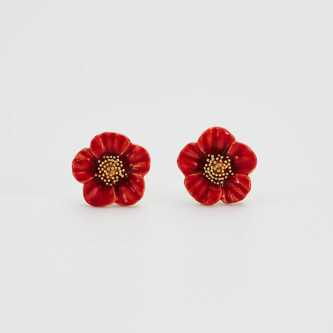 Red Blossom Stud Earrings