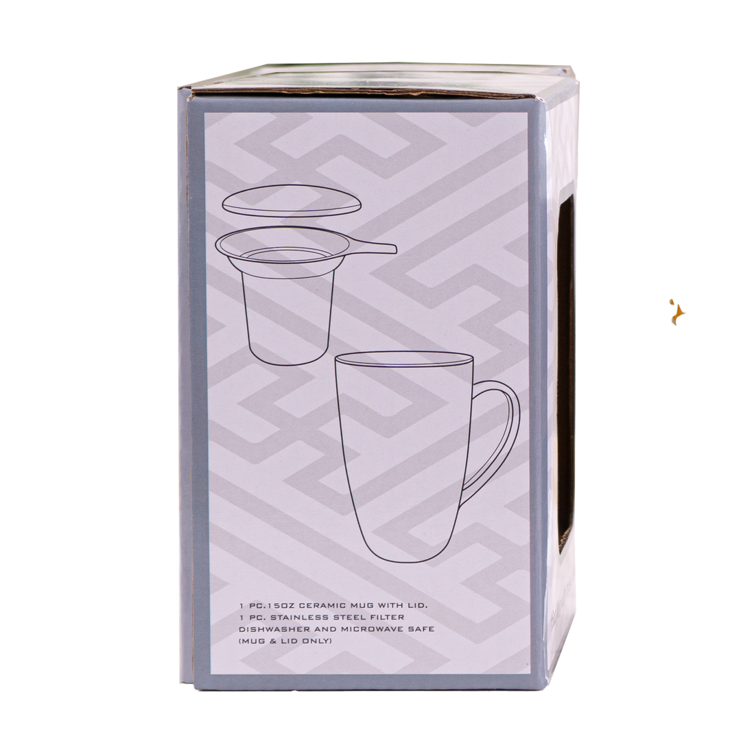 Japanese Crane Design 15oz Tea Mugs with Lid and Infuser