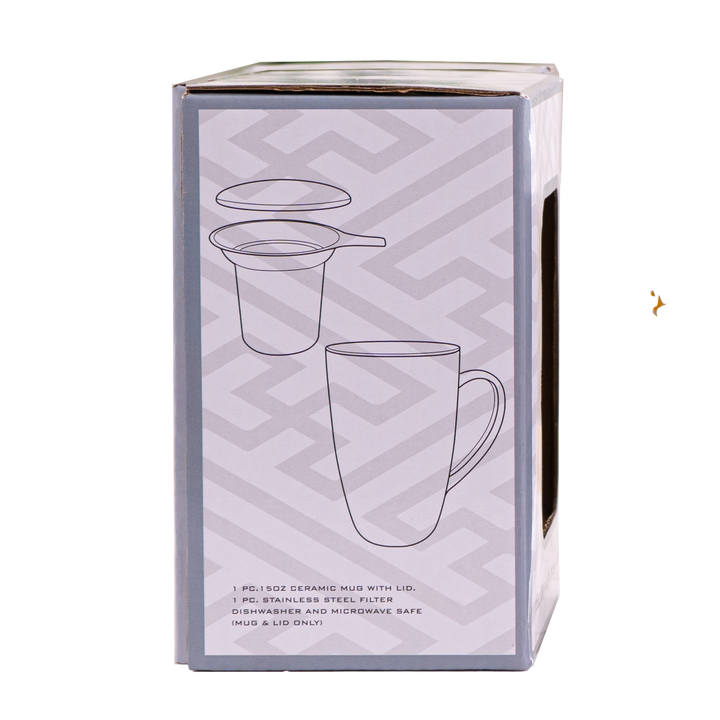 Japanese Crane Design 15oz Tea Mugs with Lid and Infuser