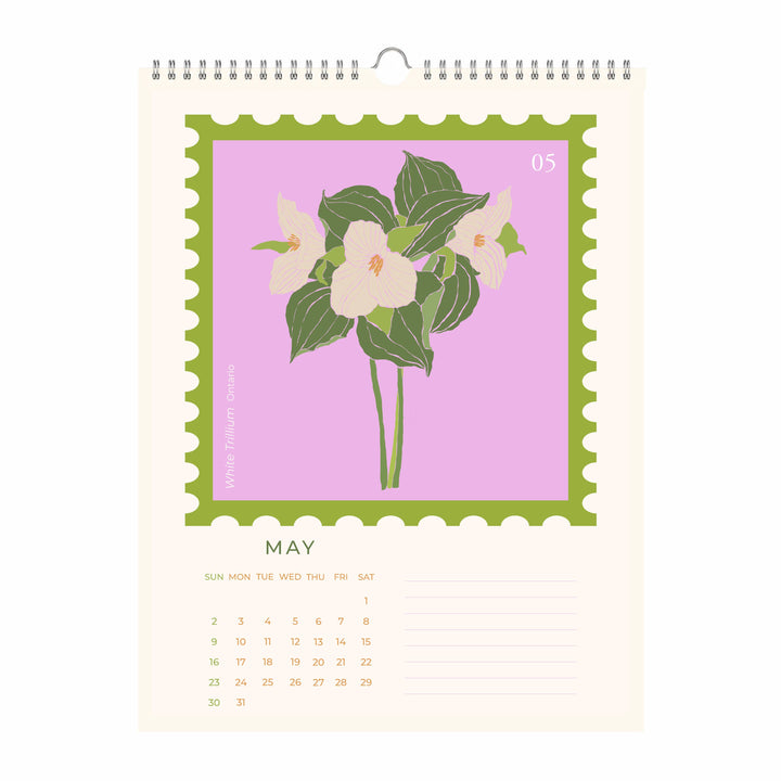 Oh Floral Canada 2027 Botanical Stamp Wall Calendar