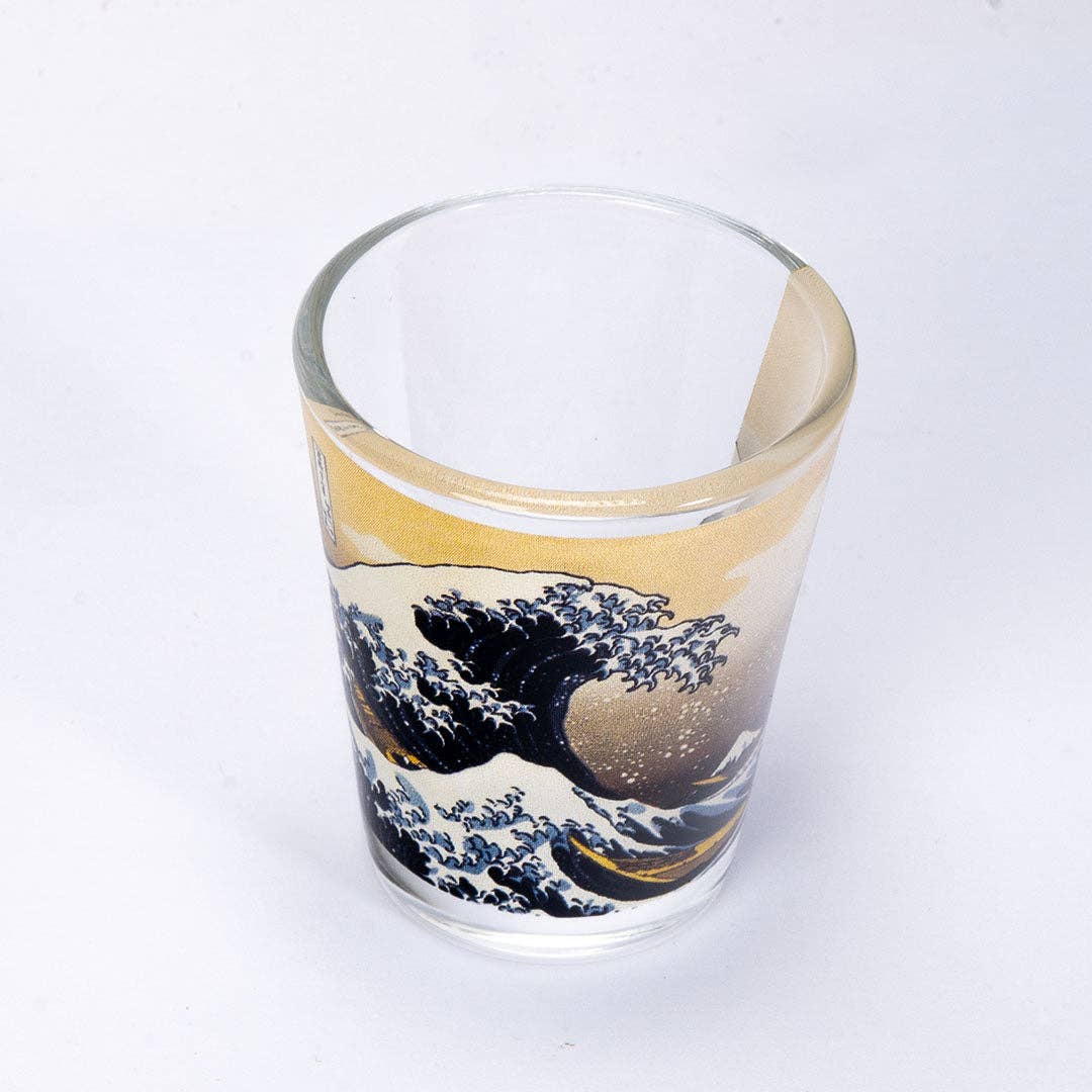 2oz 3"H Glass Sake Cup Shot Great Wave