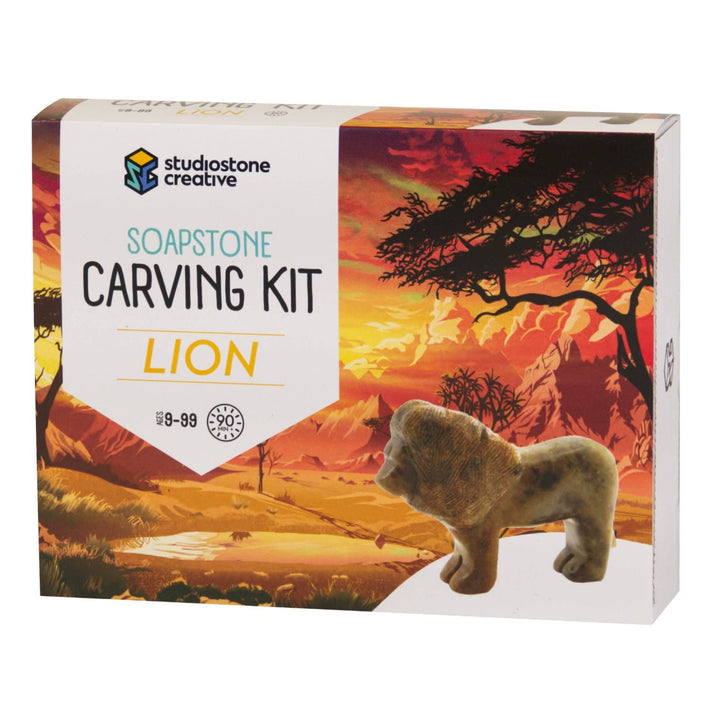 Lion Soapstone Carving and Whittling—DIY Arts and Craft Kit