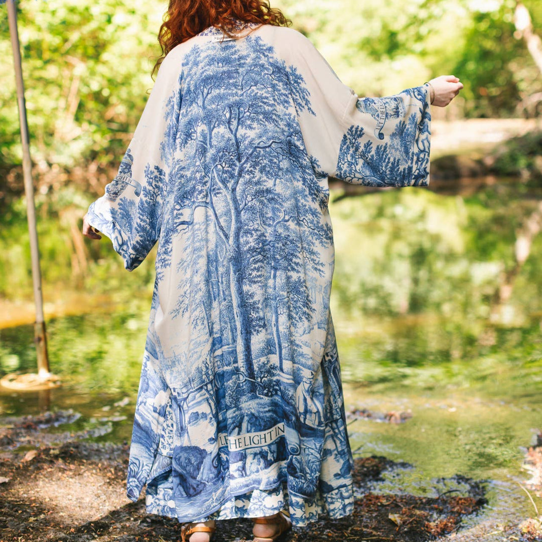 Let The Light In Opera Duster Kimono Robe w/ Delft Print