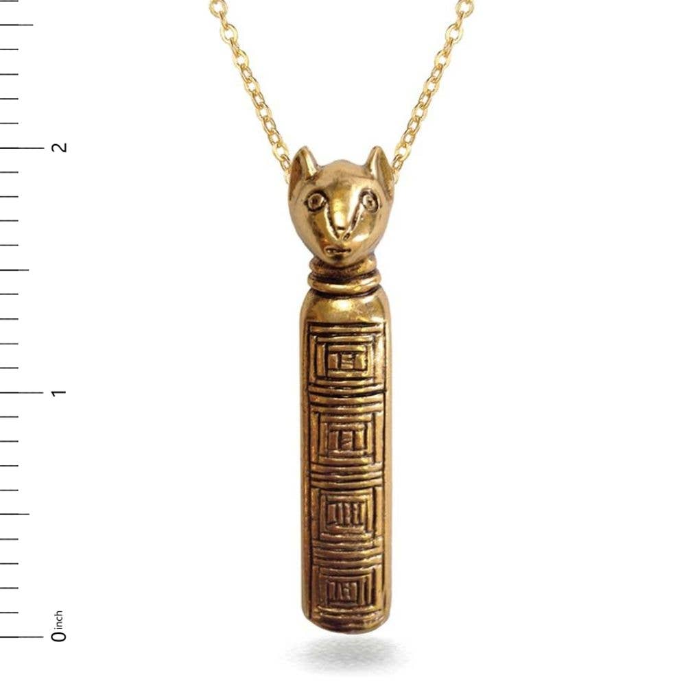 Egyptian Mummy Cat Pendant Necklace - Bastet Goddess