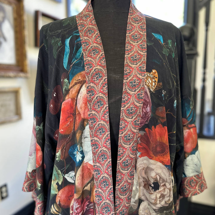Flight of Fancy Long Duster Kimono Robe w/ Hummingbirds