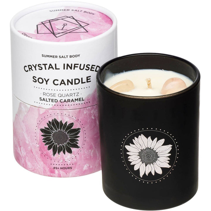 Soy Candle - Crystal Infused - Rose Quartz x Salted Caramel
