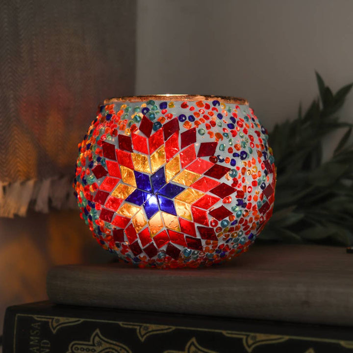 Turkish Mosaic Handmade Candle Holder (Multicolor Star)