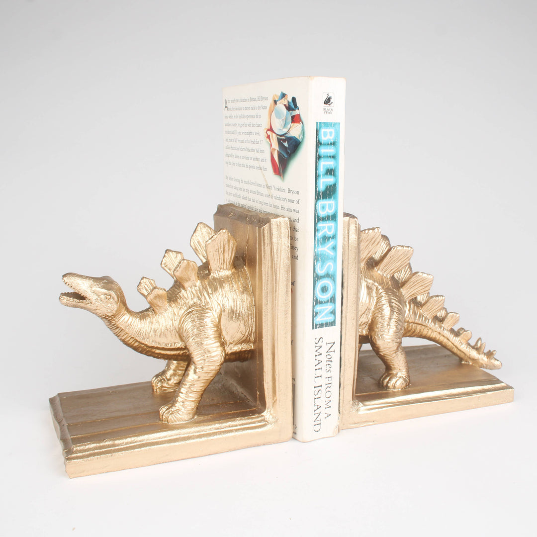 Antique Gold Stegosaurus Bookends