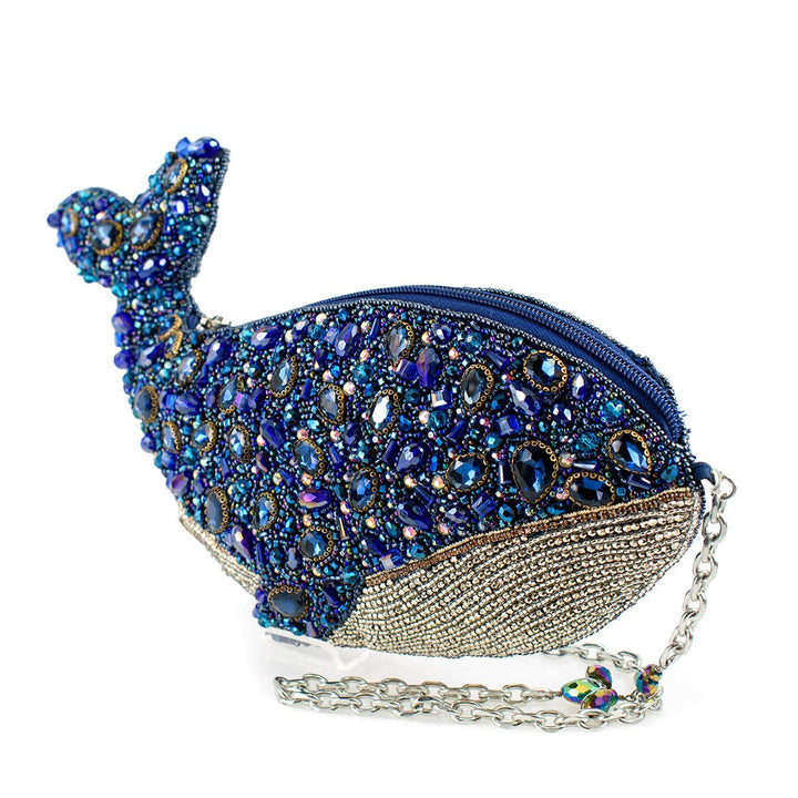 Whale of a Time Blue Beaded Whale Crossbody Handbag