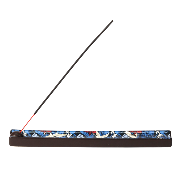 Ceramic Incense Holder Japanese Crane Waves