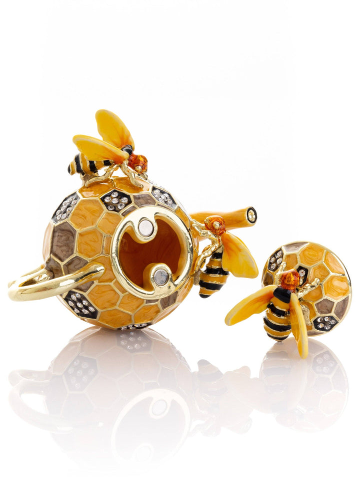Bee & Honeycomb Teapot Trinket Box