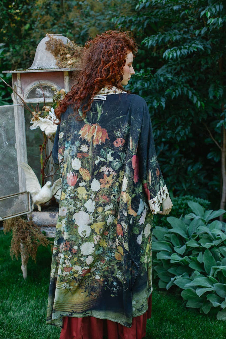 I Dream In Flowers Opera Duster Kimono Robe with Bees