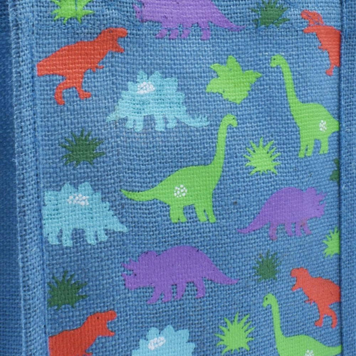 Jute Shopping Bag, Small, Dinosaurs Blue 20x25cm