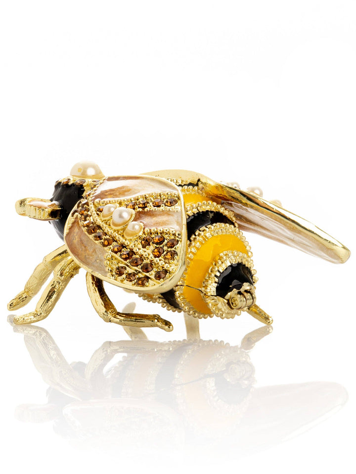 Gold & Black Enamel Honey Bee Queen Trinket Box