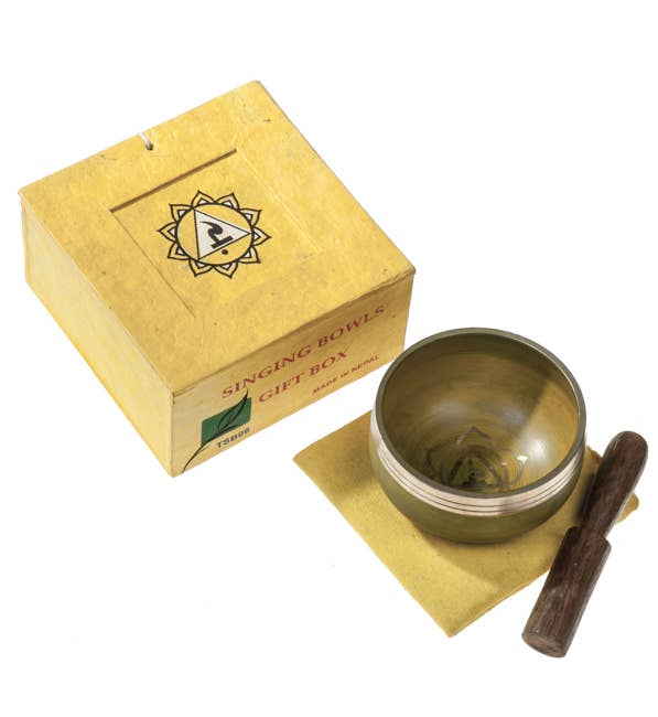 Tibetan Brass Singing Bowl: Yellow - Solar Plexus Chakra