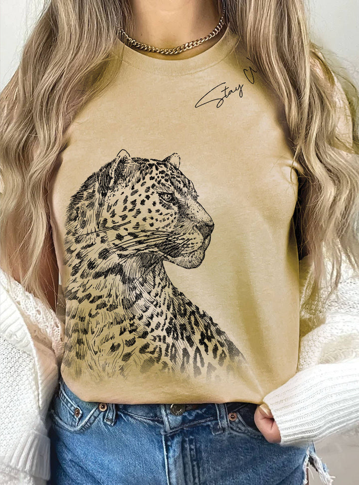 STAY WILD LEOPARD GRAPHIC TSHIRTS