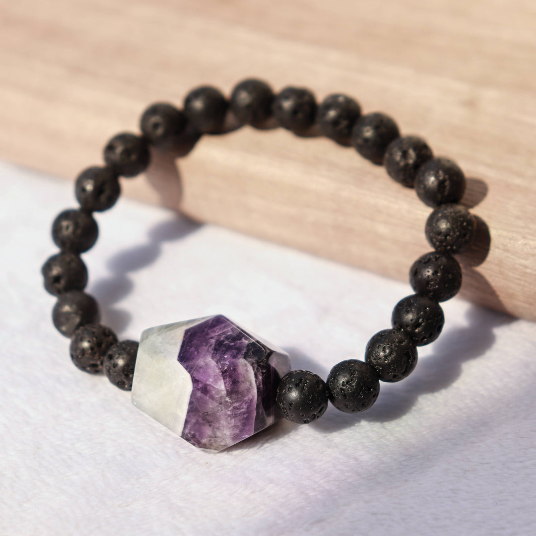 Amethyst and Lava Rock Bracelet